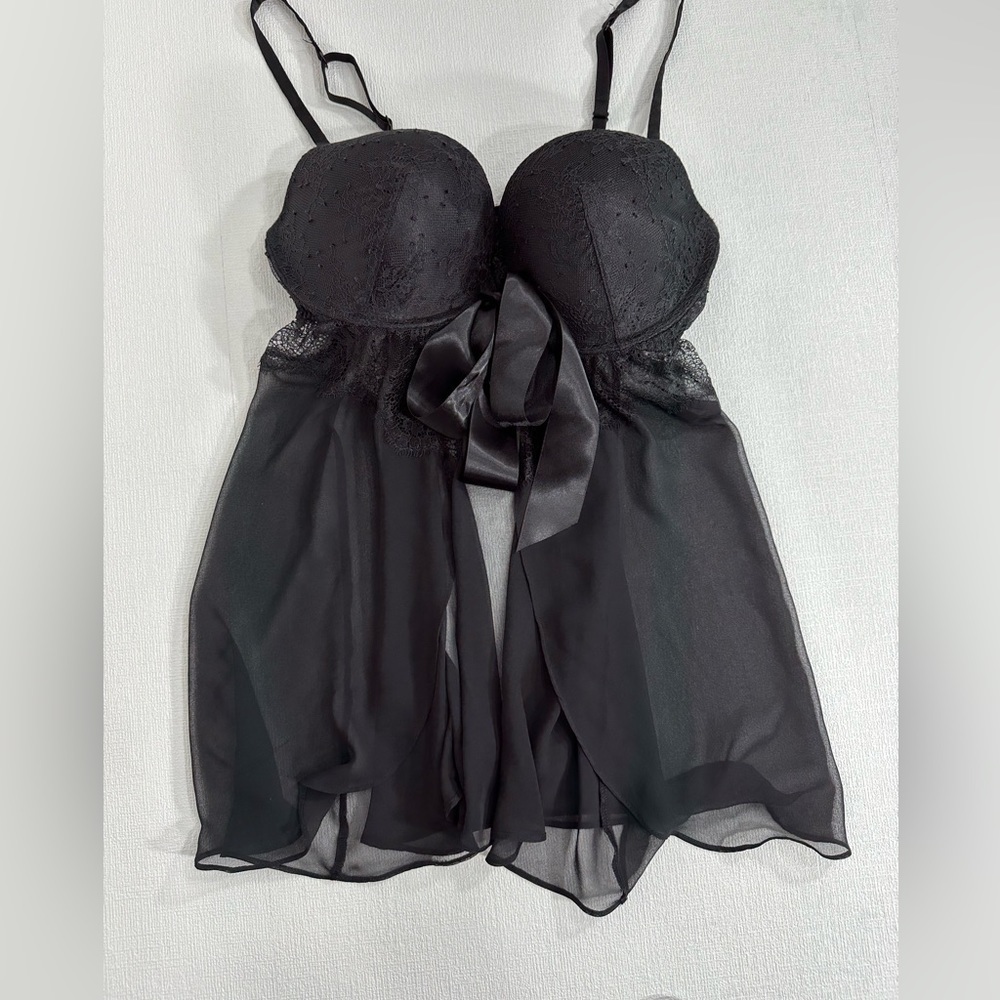 Victoria’s Secret babydoll push up lingerie dress black size 36D